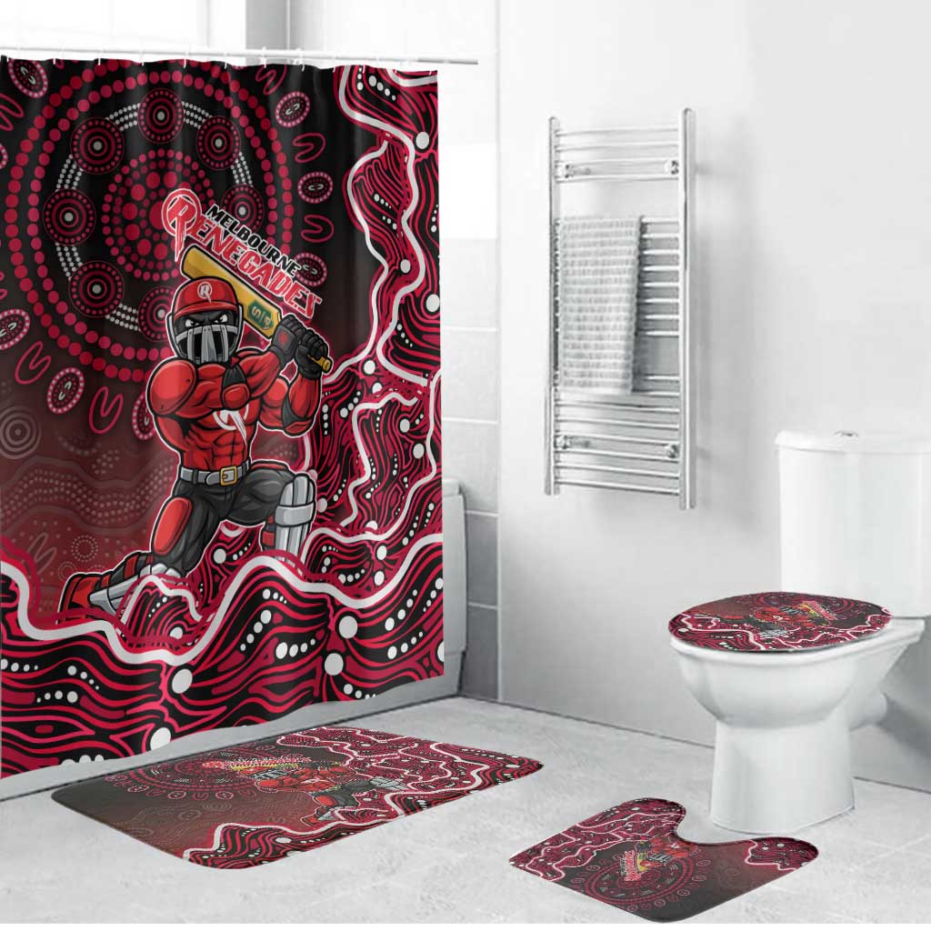 Melbourne Renegades Cricket Mascot Bathroom Set Aboriginal Dot Art Red And Black Tribal Pattern