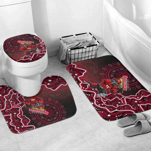 Melbourne Renegades Cricket Mascot Bathroom Set Aboriginal Dot Art Red And Black Tribal Pattern