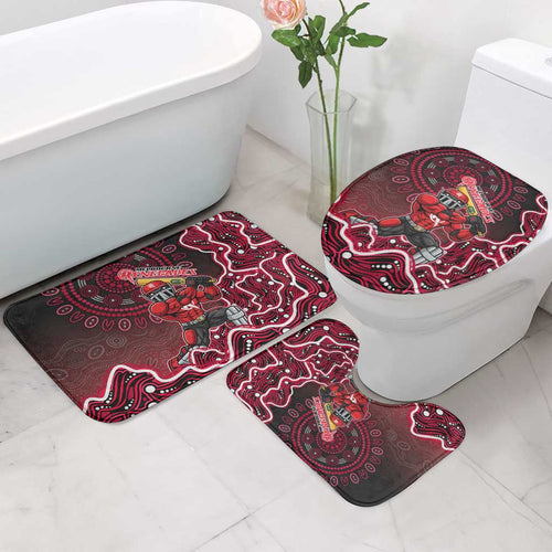 Melbourne Renegades Cricket Mascot Bathroom Set Aboriginal Dot Art Red And Black Tribal Pattern