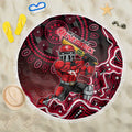 Melbourne Renegades Cricket Mascot Beach Blanket Aboriginal Dot Art Red And Black Tribal Pattern