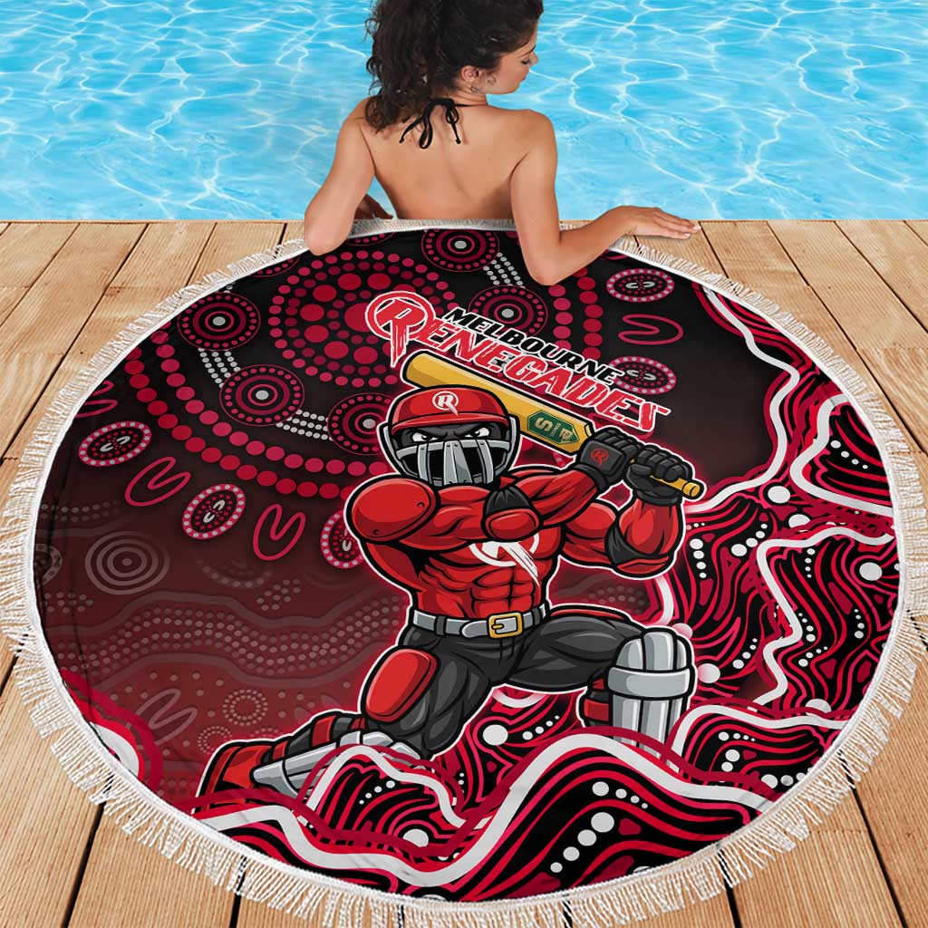 Melbourne Renegades Cricket Mascot Beach Blanket Aboriginal Dot Art Red And Black Tribal Pattern
