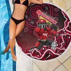 Melbourne Renegades Cricket Mascot Beach Blanket Aboriginal Dot Art Red And Black Tribal Pattern