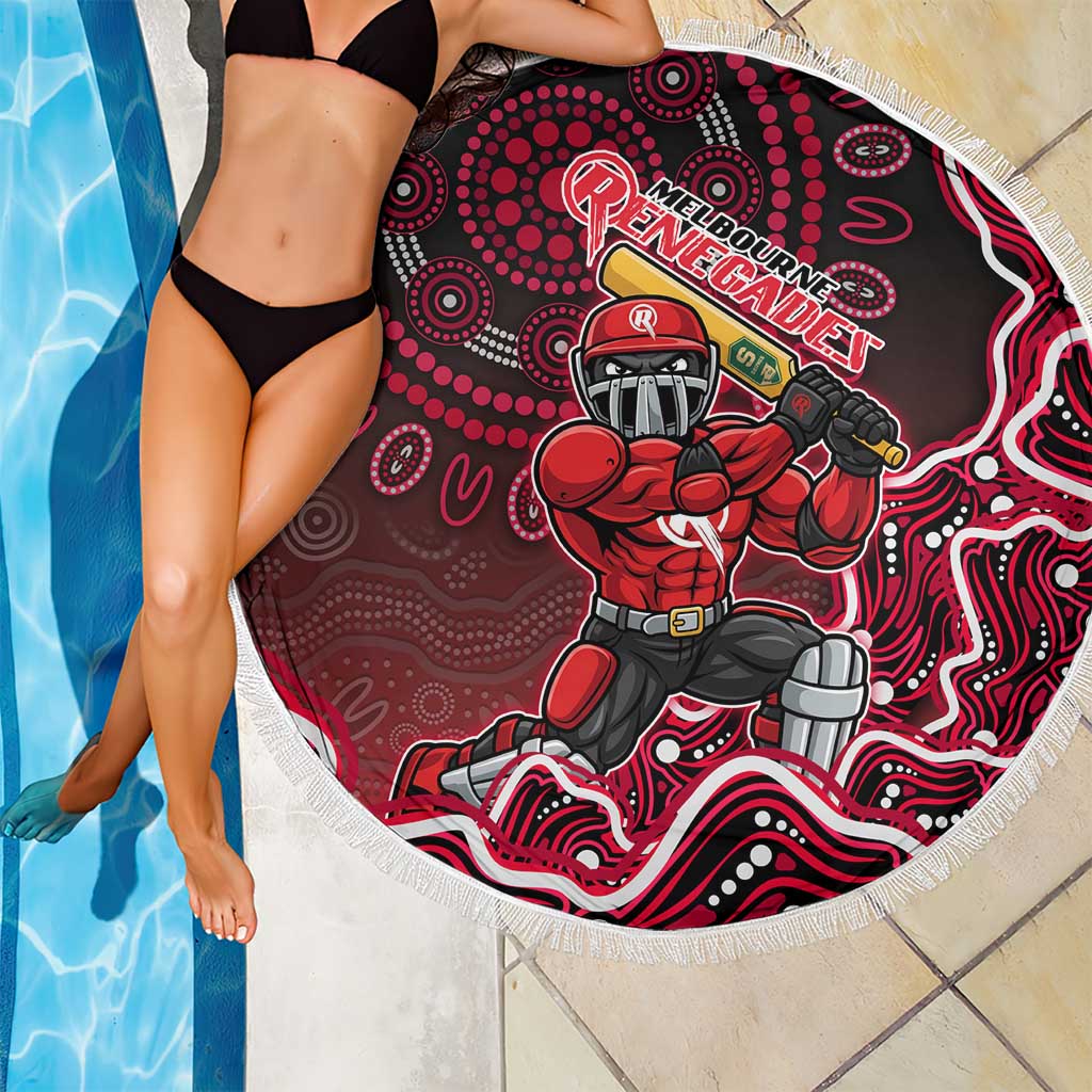 Melbourne Renegades Cricket Mascot Beach Blanket Aboriginal Dot Art Red And Black Tribal Pattern