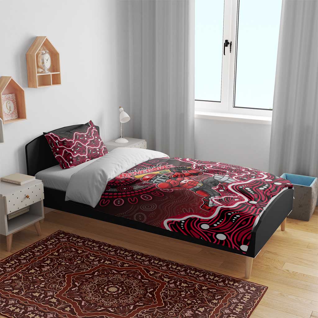 Melbourne Renegades Cricket Mascot Bedding Set Aboriginal Dot Art Red And Black Tribal Pattern
