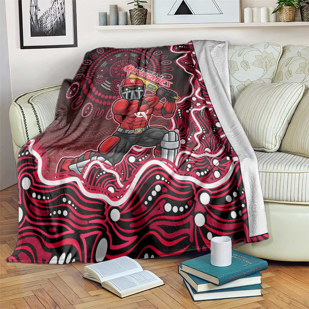 Melbourne Renegades Cricket Mascot Blanket Aboriginal Dot Art Red And Black Tribal Pattern
