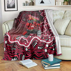 Melbourne Renegades Cricket Mascot Blanket Aboriginal Dot Art Red And Black Tribal Pattern