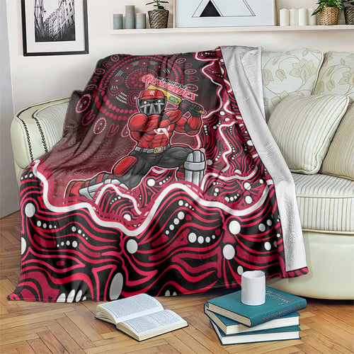 Melbourne Renegades Cricket Mascot Blanket Aboriginal Dot Art Red And Black Tribal Pattern