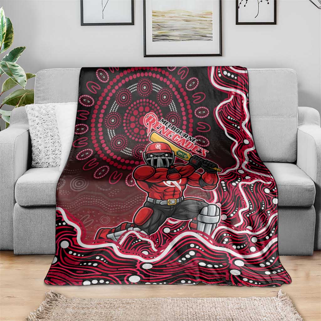 Melbourne Renegades Cricket Mascot Blanket Aboriginal Dot Art Red And Black Tribal Pattern