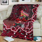 Melbourne Renegades Cricket Mascot Blanket Aboriginal Dot Art Red And Black Tribal Pattern