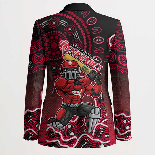 Melbourne Renegades Cricket Mascot Blazer Aboriginal Dot Art Red And Black Tribal Pattern