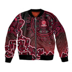 Melbourne Renegades Cricket Mascot Bomber Jacket Aboriginal Dot Art Red And Black Tribal Pattern
