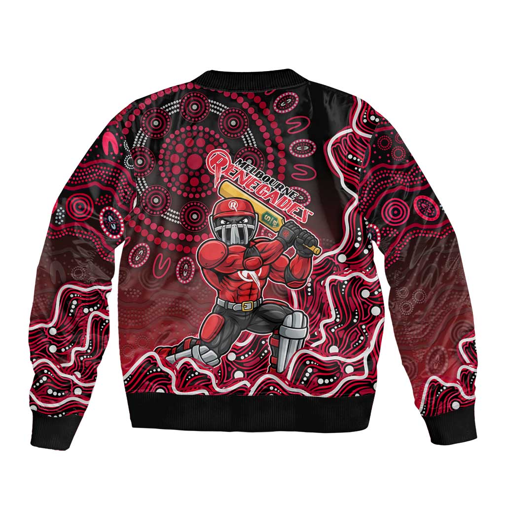 Melbourne Renegades Cricket Mascot Bomber Jacket Aboriginal Dot Art Red And Black Tribal Pattern