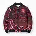Melbourne Renegades Cricket Mascot Bomber Puffer Jacket Aboriginal Dot Art Red And Black Tribal Pattern