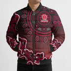 Melbourne Renegades Cricket Mascot Bomber Puffer Jacket Aboriginal Dot Art Red And Black Tribal Pattern