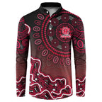 Melbourne Renegades Cricket Mascot Button Sweatshirt Aboriginal Dot Art Red And Black Tribal Pattern