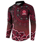 Melbourne Renegades Cricket Mascot Button Sweatshirt Aboriginal Dot Art Red And Black Tribal Pattern