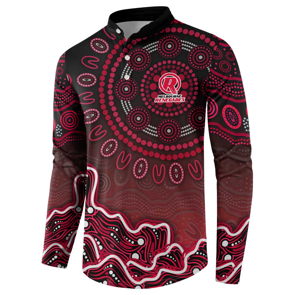 Melbourne Renegades Cricket Mascot Button Sweatshirt Aboriginal Dot Art Red And Black Tribal Pattern