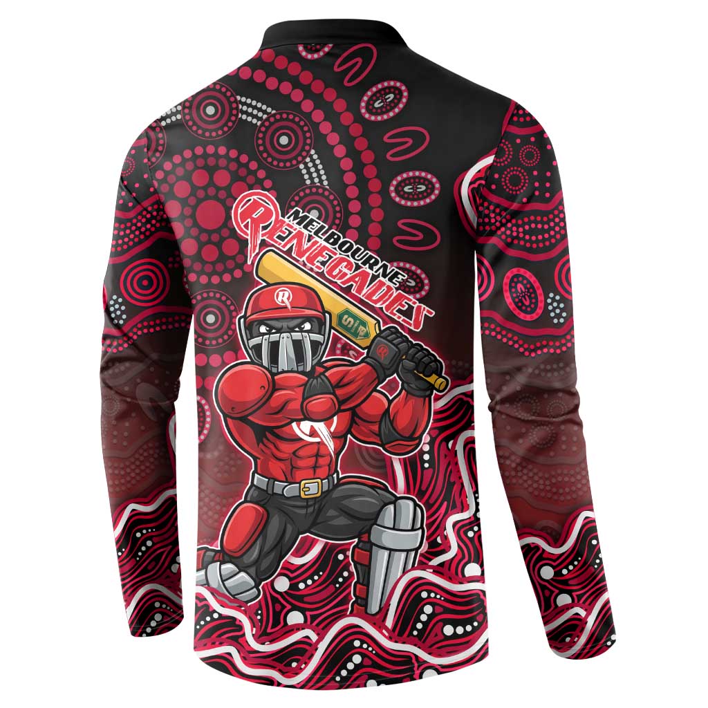 Melbourne Renegades Cricket Mascot Button Sweatshirt Aboriginal Dot Art Red And Black Tribal Pattern