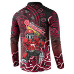 Melbourne Renegades Cricket Mascot Button Sweatshirt Aboriginal Dot Art Red And Black Tribal Pattern