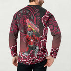 Melbourne Renegades Cricket Mascot Button Sweatshirt Aboriginal Dot Art Red And Black Tribal Pattern