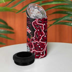 Melbourne Renegades Cricket Mascot 4 in 1 Can Cooler Tumbler Aboriginal Dot Art Red And Black Tribal Pattern