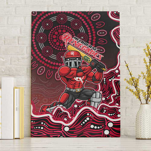 Melbourne Renegades Cricket Mascot Canvas Wall Art Aboriginal Dot Art Red And Black Tribal Pattern