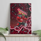 Melbourne Renegades Cricket Mascot Canvas Wall Art Aboriginal Dot Art Red And Black Tribal Pattern