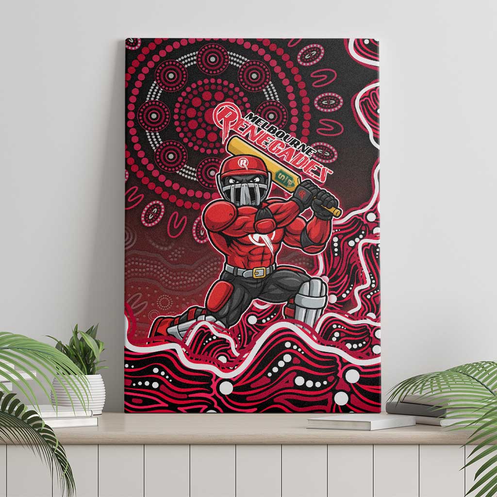 Melbourne Renegades Cricket Mascot Canvas Wall Art Aboriginal Dot Art Red And Black Tribal Pattern