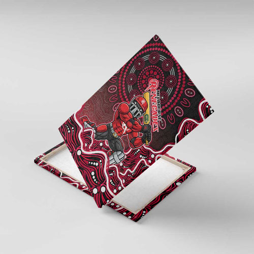 Melbourne Renegades Cricket Mascot Canvas Wall Art Aboriginal Dot Art Red And Black Tribal Pattern