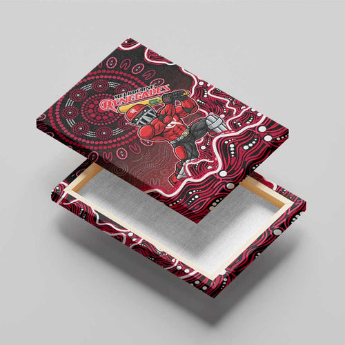 Melbourne Renegades Cricket Mascot Canvas Wall Art Aboriginal Dot Art Red And Black Tribal Pattern