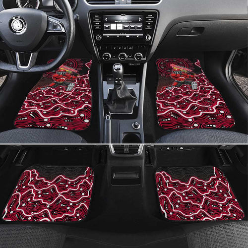 Melbourne Renegades Cricket Mascot Car Mats Aboriginal Dot Art Red And Black Tribal Pattern