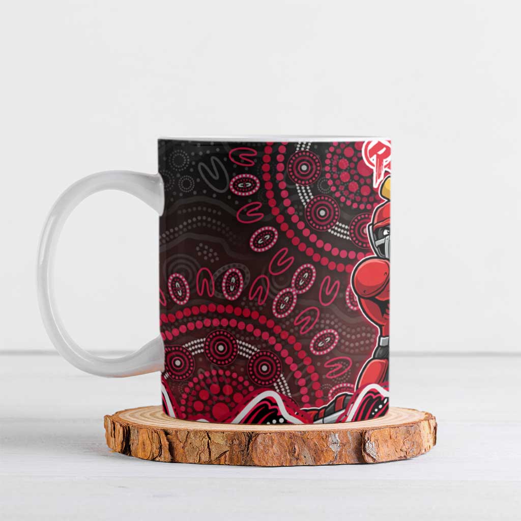 Melbourne Renegades Cricket Mascot Ceramic Mug Aboriginal Dot Art Red And Black Tribal Pattern