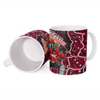 Melbourne Renegades Cricket Mascot Ceramic Mug Aboriginal Dot Art Red And Black Tribal Pattern