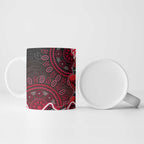Melbourne Renegades Cricket Mascot Ceramic Mug Aboriginal Dot Art Red And Black Tribal Pattern