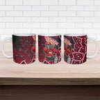 Melbourne Renegades Cricket Mascot Ceramic Mug Aboriginal Dot Art Red And Black Tribal Pattern