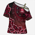 Melbourne Renegades Cricket Mascot Cross Shoulder Shirt Aboriginal Dot Art Red And Black Tribal Pattern