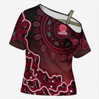 Melbourne Renegades Cricket Mascot Cross Shoulder Shirt Aboriginal Dot Art Red And Black Tribal Pattern