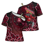 Melbourne Renegades Cricket Mascot Cross Shoulder Shirt Aboriginal Dot Art Red And Black Tribal Pattern