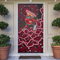 Melbourne Renegades Cricket Mascot Door Cover Aboriginal Dot Art Red And Black Tribal Pattern