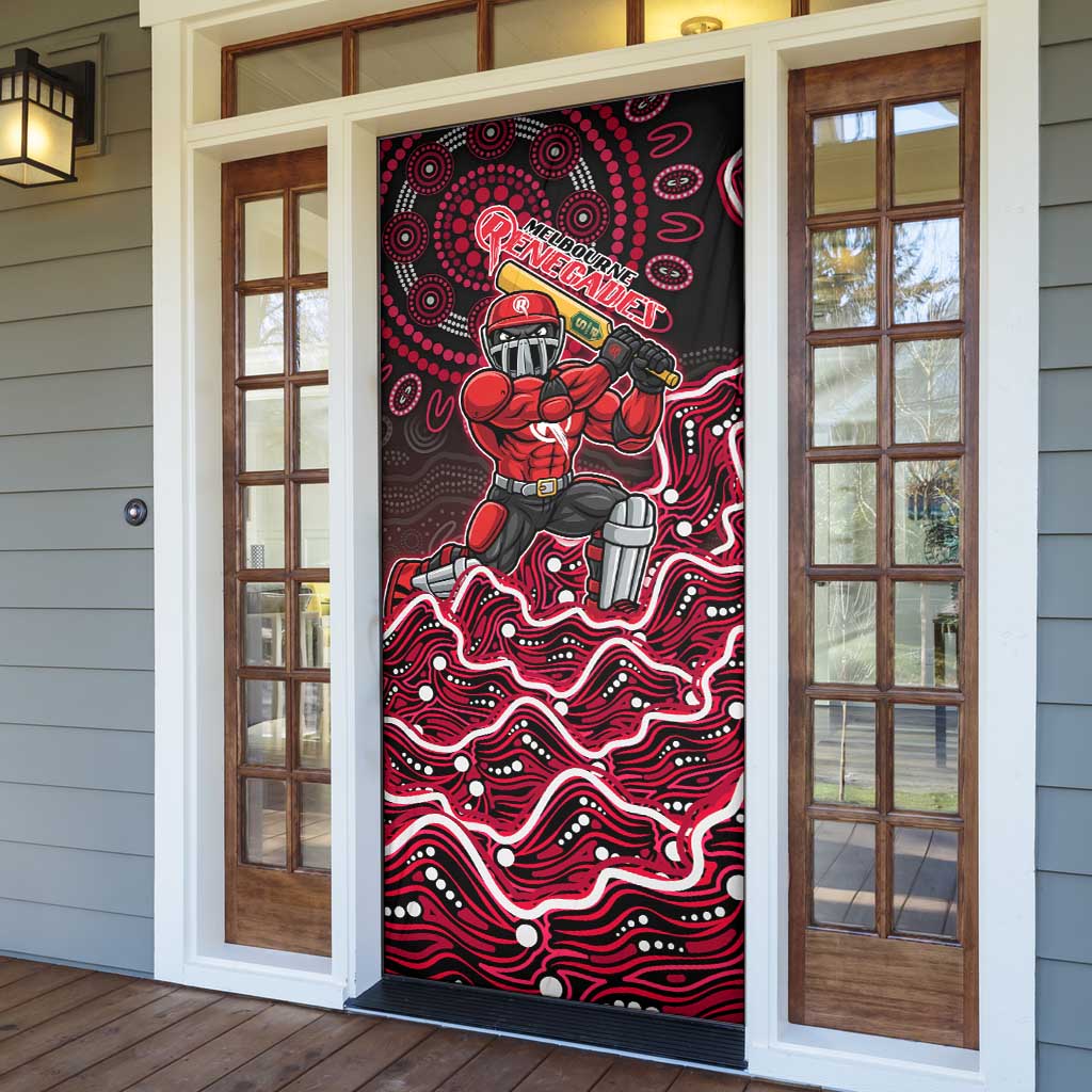 Melbourne Renegades Cricket Mascot Door Cover Aboriginal Dot Art Red And Black Tribal Pattern