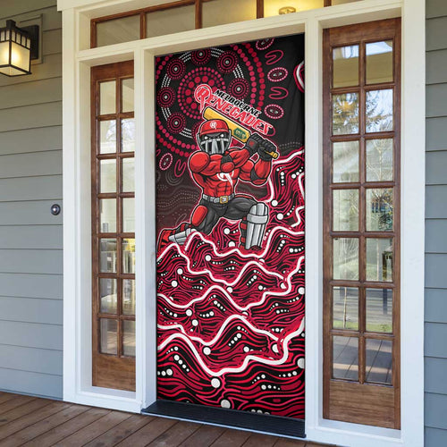 Melbourne Renegades Cricket Mascot Door Cover Aboriginal Dot Art Red And Black Tribal Pattern