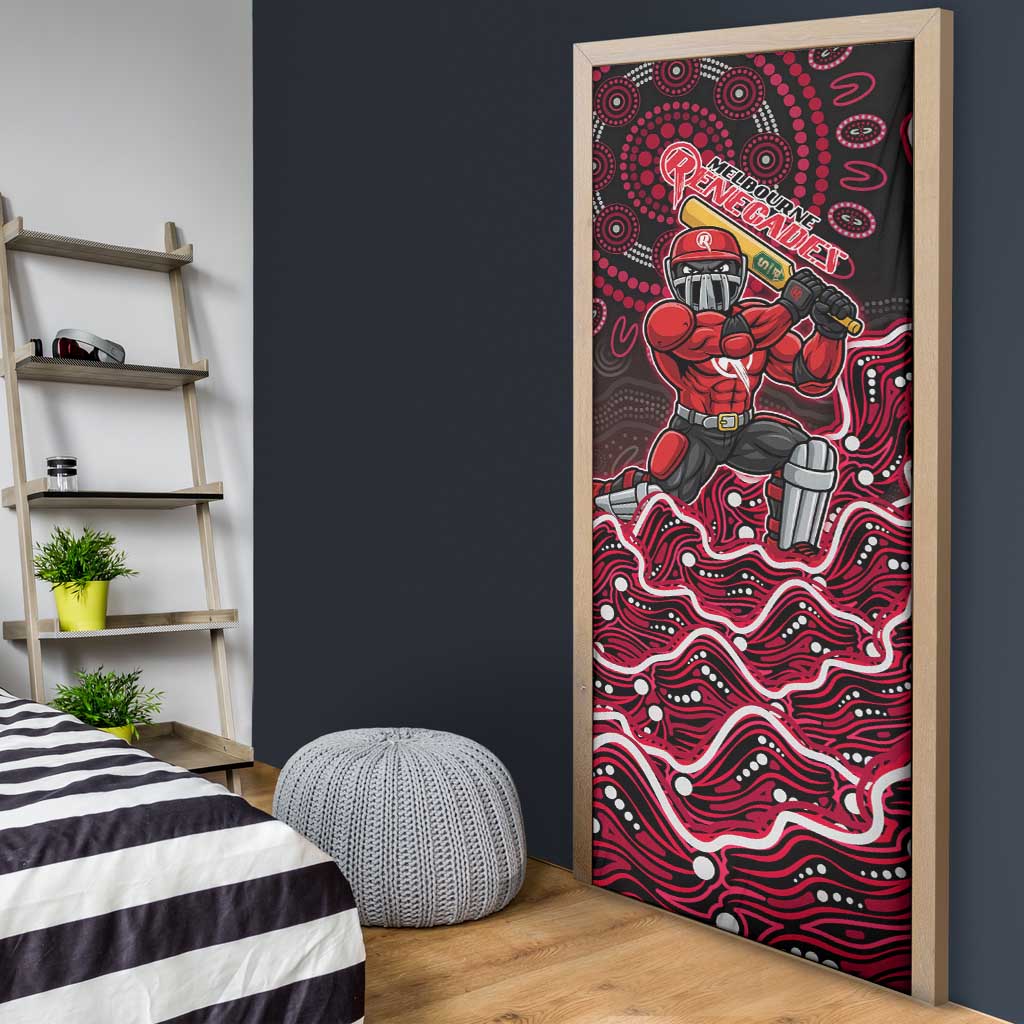 Melbourne Renegades Cricket Mascot Door Cover Aboriginal Dot Art Red And Black Tribal Pattern