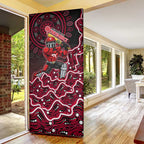Melbourne Renegades Cricket Mascot Door Cover Aboriginal Dot Art Red And Black Tribal Pattern