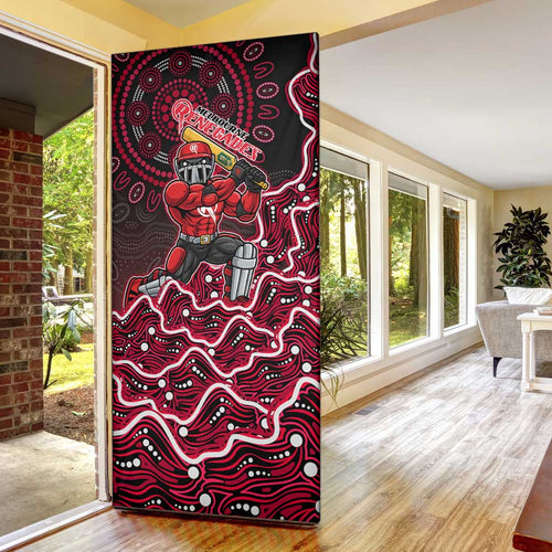 Melbourne Renegades Cricket Mascot Door Cover Aboriginal Dot Art Red And Black Tribal Pattern