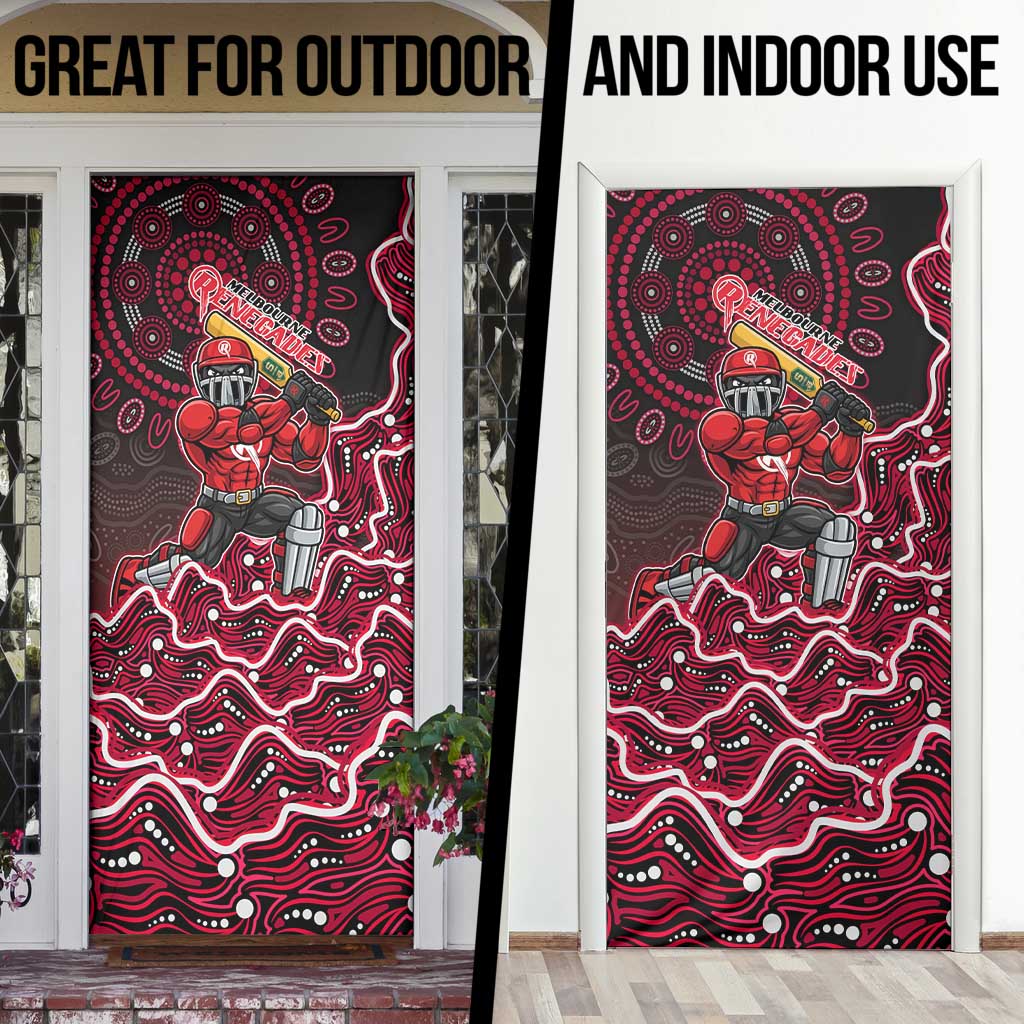 Melbourne Renegades Cricket Mascot Door Cover Aboriginal Dot Art Red And Black Tribal Pattern