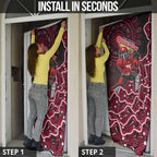 Melbourne Renegades Cricket Mascot Door Cover Aboriginal Dot Art Red And Black Tribal Pattern