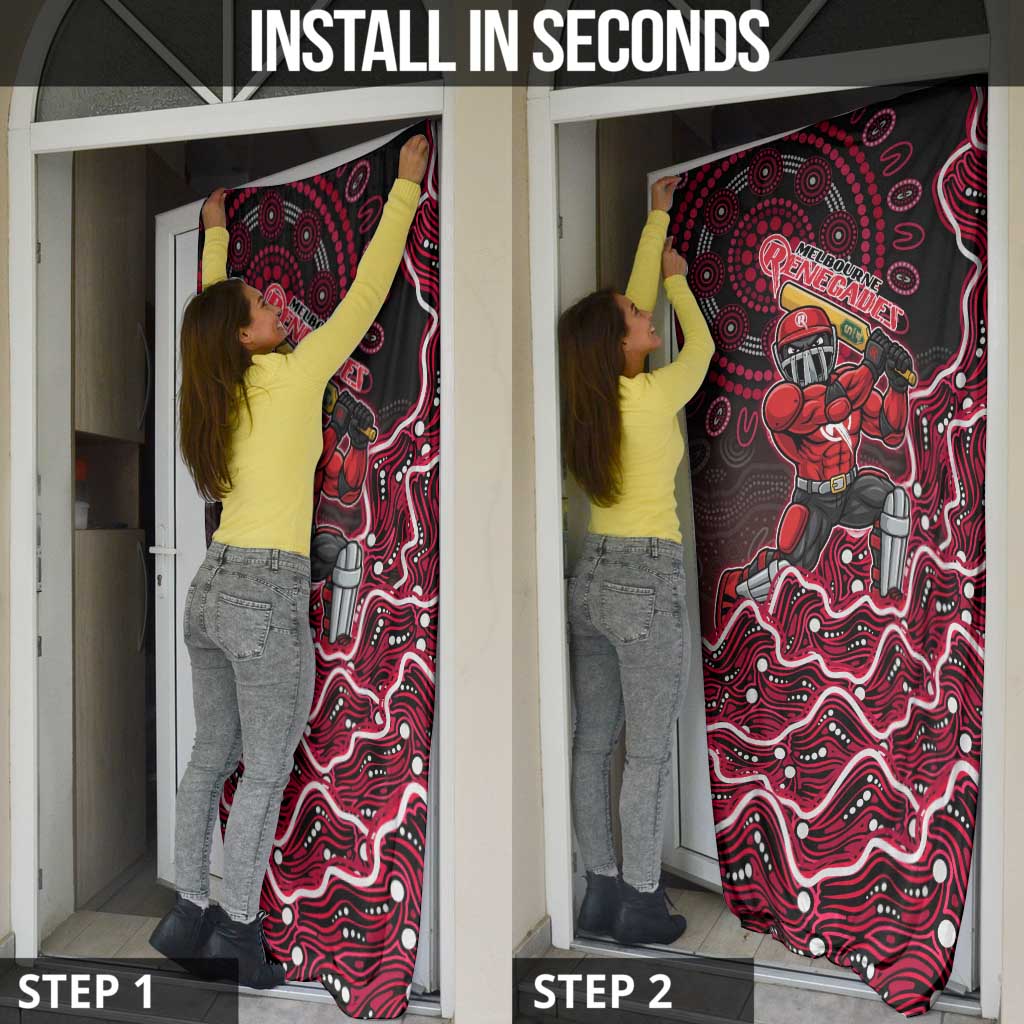 Melbourne Renegades Cricket Mascot Door Cover Aboriginal Dot Art Red And Black Tribal Pattern
