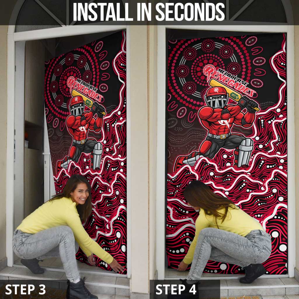 Melbourne Renegades Cricket Mascot Door Cover Aboriginal Dot Art Red And Black Tribal Pattern