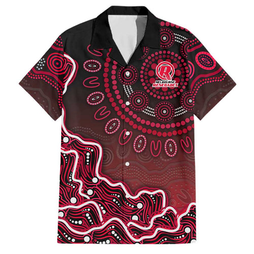 Melbourne Renegades Cricket Mascot Family Matching Mermaid Dress and Hawaiian Shirt Aboriginal Dot Art Red And Black Tribal Pattern