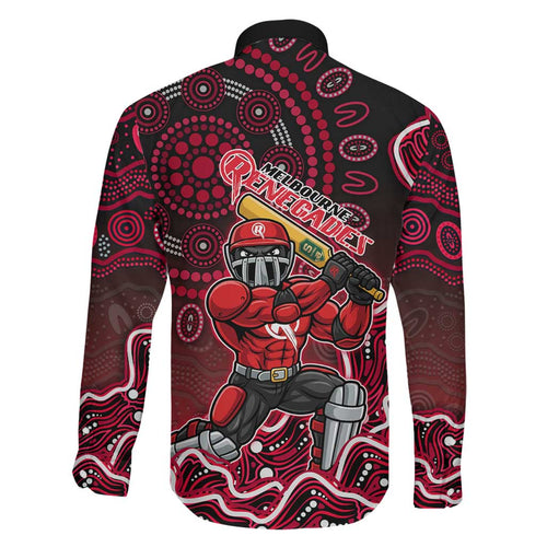 Melbourne Renegades Cricket Mascot Family Matching Off Shoulder Maxi Dress and Hawaiian Shirt Aboriginal Dot Art Red And Black Tribal Pattern